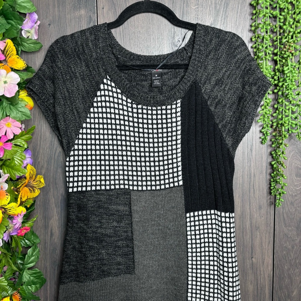 **🌼3/$30🌼Style & Co Short Sleeve Colorblock Woven Sweater Dress Size Medium - Picture 7 of 16